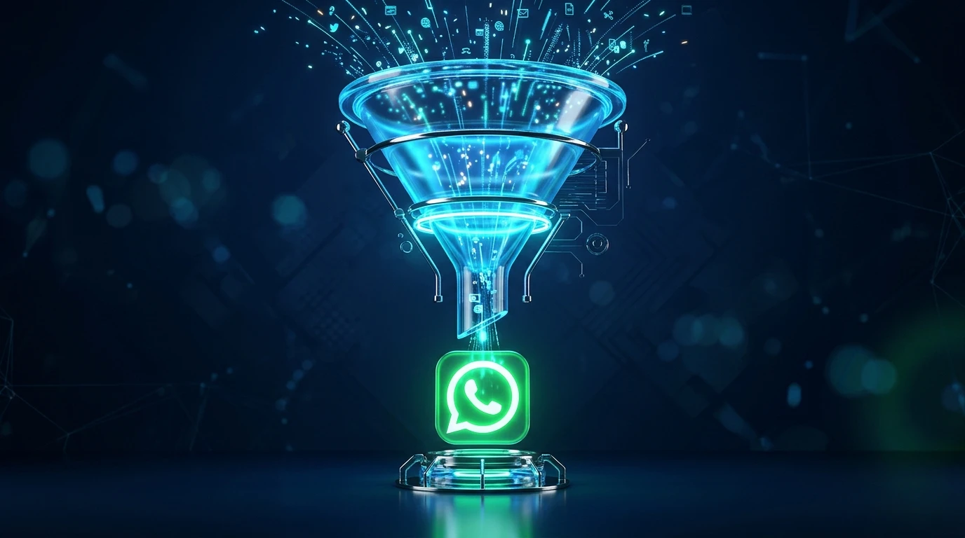 Funil de conversão direcionando tráfego pago para WhatsApp