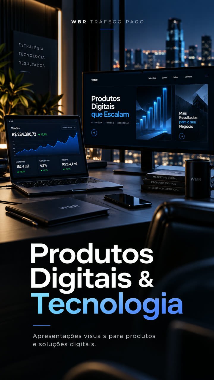 Produtos Digitais e Tecnologia — apresentações visuais para produtos e soluções digitais